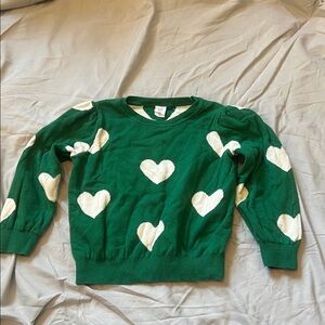 GAP Kids Green and White Heart Sweater for Kids Size 5T
